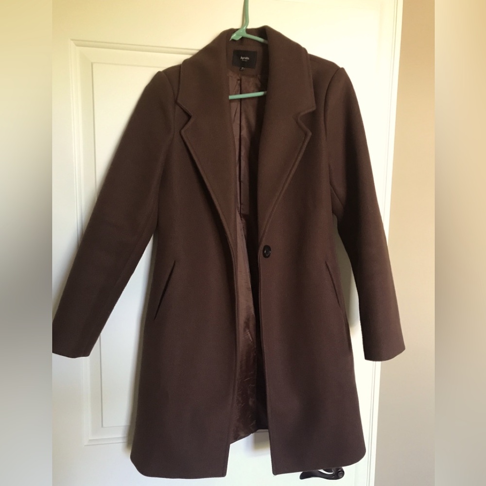 Chocolate Coffee Espresso Dark Brown Wool Like Coat LIKE NEW